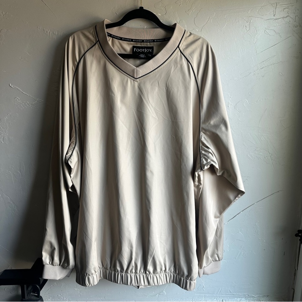 FootJoy XXL Beige V-Neck Golf Pullover Windbreaker Golfcore Normcore Dadcore‎